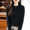 Novo suéter de tricô Andy de veludo, gola redonda, cor sólida, caimento solto, elegante, casual, macio e aconchegante, manga longa, versátil, para outono e inverno feminino