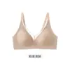 Roupa íntima com Renda Francesa Sem Costura e Base Líquida Invisível para Mulheres com Seios Pequenos Sutiã Push-Up Anti-Queda Sem Aro