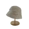 Sombrero de Pescador Plisado de Lino para Mujer, Sombrero de Sol de Verano, Sombrero de Sol Versátil que Adelgaza la Cara, Sombrero Delgado Transpirable