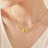 Novo estilo chinês vietnamita ouro retrô escovado sete folhas de ginkgo colar clavícula joias femininas suprimento atacado