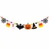 Guirnalda de Halloween Fantasma Calabaza Murciélago Sombrero de Mago Telaraña Dulce Banderines Decoraciones para Fiesta de Halloween