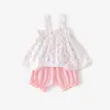 Falda con tirantes para niña, Nuevo vestido de verano para niños, Chaleco floral de algodón puro para niña, Conjunto sin mangas para bebé