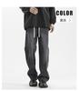 Calça Jeans Vintage Lavada NASA Masculina Primavera e Outono Solta Reta Street Hip Hop Cordão Casual Longa