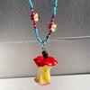 Collar de Cuentas de Color Dopamina de Verano Corazón de Manzana para Mujer Primavera y Verano Nuevo Dulce Cool Spice Girl Combinable Clavícula Dopamina