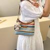Bolsa Pequena Arco-Íris de Verão para Mulheres 2025 Nova Tendência Versátil para o Dia a Dia Bolsa Bolinho Moda Bolsa de Ombro Transversal Tecida