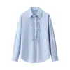 Producto Nuevo Transfronterizo 2025 Estilo Europeo y Americano Ropa para Mujer Exportación al por Mayor Camisa de Popelina Decorativa de Capas en el Pecho Zr