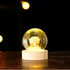 Suministro Transfronterizo Bola de Cristal de Resina Incrustada Luz Nocturna Flor Eterna Base de Madera Maciza Tallada en 3D Luminosa Regalo de Cristal