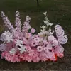 Arreglo floral de piso para boda, decoración de fila de flores rosas, flores de boda, flores artificiales, decoración de pasillo, ambientación, arte floral de escenario T