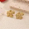 Brincos Franceses Personalizados de Aço Inoxidável, Brincos de Flor Exagerados de Alta Qualidade, Brincos Dourados Versáteis Estilo Ins para Mulheres Atacado