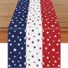 Nuevo camino de mesa de lino transfronterizo con estampado del Día de la Independencia para el hogar, comedor, sala de estar, mesa de comedor, decoración interior y exterior