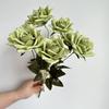 Nuevo ramo de flores artificiales rosa de 7 cabezas rosa de 7 cabezas salón de bodas ramo suave rosa flores de comercio exterior