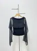 Design de Nicho, Xale Transparente Multiuso, Top de Um Ombro sem Costas, Preto/Branco