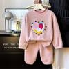 Otoño e Invierno Nuevo Terciopelo Espesado Pijamas para Niños y Niñas Estilo Coreano Conjunto de Pijamas Cálidos Ropa Infantil Dropshipping