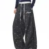 Pantalones de Pierna Ancha a Cuadros Patchwork Americano para Hombre, Temporada de Primavera y Otoño, Cintura Alta, Holgados, Casual, Pantalones Largos de Bloques de Color de Nicho