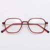 1203B Montura de gafas de acero plástico poligonal estilo coreano para mujer, ultraligera para miopía, titanio, color té, café, artística, retro, para estudiante