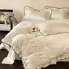 Juego de ropa de cama de cuatro piezas estilo retro francés, color crema, 100% algodón, algodón lavado, nueva colección 2026, para el dormitorio principal