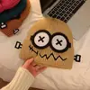 Gorro de lana de robot divertido defectuoso para mujer, cálido y lindo para otoño e invierno, gorro de punto versátil para parejas, gorro de orejera de dibujos animados
