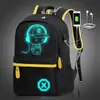 Venta caliente transfronteriza mochila de tela Oxford para estudiante de secundaria estilo coreano estudiante reflectante luminoso mochila para la escuela orejera puerto USB mochila