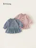 Ropa para Niños Bangxuan Vestido de Princesa para Niñas Bebé Cuello con Volantes Vestido para Niños Primavera y Otoño Nuevo Holgado Manga Larga Falda para Niñas