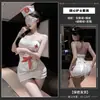 Lencería sexy, atuendo de rol, falda ajustada, uniforme de enfermera, detalle de lazo, puro y seductor, entallado a la cintura, estilo discoteca, para mujer