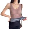 Chaleco Térmico Forrado de Felpa Espesa Super Suave Ropa Interior Térmica Sexy Cuello en V Profundo Ajustado Camisa Base Interior Top Térmico para Mujer