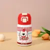 Botella de agua térmica temática de dibujos animados para niños, hecha de acero inoxidable 316 con tapa de botón y popote, una botella de regalo portátil para estudiantes, y personalizable con un logotipo