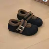 Zapatos Birkenstock de Suela Gruesa con Plataforma Interior Forrados de Felpa Todo Incluido para Mujer 2025 Nuevo Color de Invierno Botas de Nieve con Bloques de Color Zapatos de Algodón Peludo