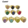 WT-R456 Anel Distinto Banhado a Ouro Real 18K Conjunto de Suporte com Anel Feminino Pedra Semipreciosa Natural Joias Mais Vendidas