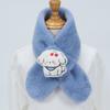 Bufanda para niños de otoño e invierno 2024, de felpa, para padres e hijos, con diseño de cereza, bonita y gruesa, de imitación de piel de conejo.