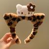 Bonita diadema de gato con orejas de gato de piel negra, diadema de peluche de leopardo, accesorios para el cabello de dibujos animados.
