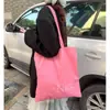 Bolsa de lona casual de um ombro estilo coreano para mulheres, bolsa de nylon de grande capacidade com estampa de letras, bolsa tote casual para o dia a dia, bolsa de lona da moda