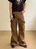 Pantalones de trabajo nuevos de estilo retro americano para primavera y otoño con retazos plisados, diseño holgado de pierna ancha, pantalones largos versátiles con múltiples bolsillos para hombres y mujeres