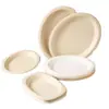 Platos de Papel Ovalados Desechables Platos de Cena Platos Vajilla de Pulpa Biodegradable Platos para Frutas Platos para Fiestas Barbacoa Platos de Papel