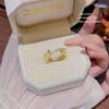 Anel de Luz de Cobre com Zircônia Quente Venda Imperdível Luxo de Alto Padrão Design de Nicho Aberto Ajustável Anéis de Casal para Mulheres