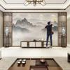 Papel Tapiz de Pintura de Paisaje con Tinta China Estéreo 3D para Sala de Estar, Pared de Fondo de TV, Película y Televisión, Tapiz Mural
