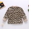 Ropa de otoño transfronteriza para niños 2024 GL2099# lana teñida en hilo, cuello acanalado de leopardo, puño, camiseta individual, salida de fábrica