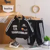 Elegante conjunto de otoño para niños, ropa infantil para primavera y otoño, conjunto de dos piezas estilo motociclista con media cremallera, bonito atuendo para bebé, moderno