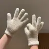 Invierno Nuevo felpa de imitación de pelo de conejo guantes cálidos ins femenina forro polar ciclismo lindo a prueba de frío color sólido estudiante