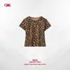 Camiseta de manga corta para mujer BK estilo americano con estampado de leopardo, cuello redondo, 210G, corte ajustado, camiseta de manga corta para chica hot de verano
