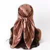Lenço de Seda Bolinhas Europeu e Americano Transfronteiriço Mais Vendido na Amazon, Lenço Quadrado Grande 90, Lenço de Cabeça Versátil para Mulheres, Atacado