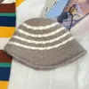 Sombrero de Pescador de Punto Rayado Estilo Coreano para Otoño e Invierno para Mujer, Sombrero de Lana Versátil, Adelgazante, Cálido Sombrero de Cubo, Sombrero Cloche