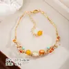 Conjunto de Pulsera y Collar de Perlas de Agua Dulce Nala Naranja Cálido Conjunto de Joyería de Collar y Pulsera de Nuevo Estilo Otoño e Invierno para Mujer