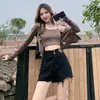 Shorts de Mezclilla para Mujer con Forma de A, que Cubren la Cadera y con Borde de Piel, Cintura Alta Delgada y Cobertura de Piel, Adelgazantes, Sueltos, Azul Claro, Agujeros, Pantalones Cortos Calientes para Verano