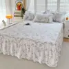 Faldón de Cama de Encaje 100% Algodón Pieza Única Verano Antideslizante Cubierta de Cama de Algodón Puro Estilo Faldón de Cama Estilo Princesa 1.5m/1.8m Cubierta Protectora