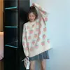 Otoño e Invierno nuevo estilo perezoso de melocotón con flocado dulce japonés ropa exterior holgada top de punto suéter de punto para mujer mujeres
