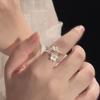 Anillo de flor tridimensional plata Iris Antiguo Medieval Francés Retro Corte Europeo Americano Apertura exagerada