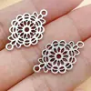 Conector Carter's Flower oco de prata antigo, acessório de joia para pulseira e colar DIY Flor da Vida de liga com anel duplo