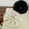 Nuevo Anillo Grande para el Cabello de Malla de Doble Capa con Perlas para Mujer Francés de Alta Gama Lujo Ligero Retro Accesorios para el Cabello Anillo para el Cabello Intestino Grueso