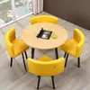 Mesa de comedor moderna y sencilla para apartamentos pequeños, mesa y sillas de comedor para el hogar, combinación para discusiones, mesa redonda para sala de estar con sillas de comedor totalmente retráctiles