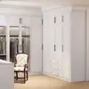 Armario Bowiea de Color Crema Lacado Estilo Francés, Gabinete de Almacenamiento de Altura Completa para Uso Doméstico, Armario de Dormitorio de Madera Maciza, Hecho a Medida